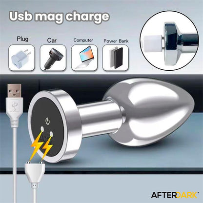 AFTERDARK - DIMPOR CHROME ANAL PLUG WITH VIBRATION AND MAGNETIC USB SIZE S