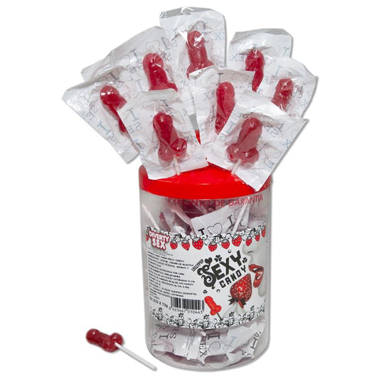 DIVERTY SEX - DISPLAY WITH 50 PENIS LOLLIPOPS STRAWBERRY WITH CHERRY FLAVOR
