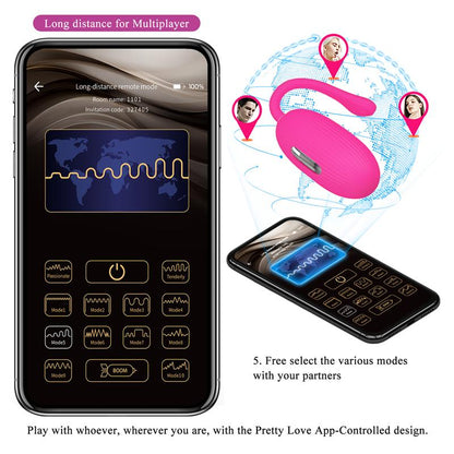 PRETTYLOVE - DOREEN VIBRATING EGG WITH ELECTRO SHOCK AND APP
