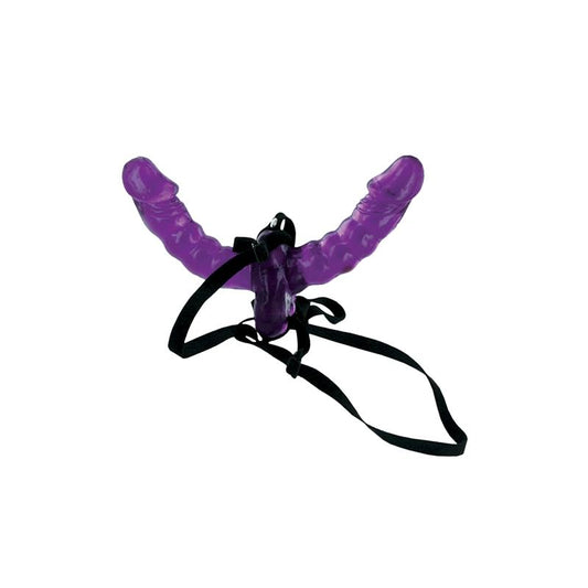 FETISH FANTASY SERIES - DOUBLE DELIGHT STRAP-ON 15 CM PURPLE