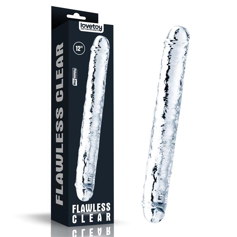 LOVETOY - DOUBLE DILDO FLAWLESS CLEAR 12 CLEAR