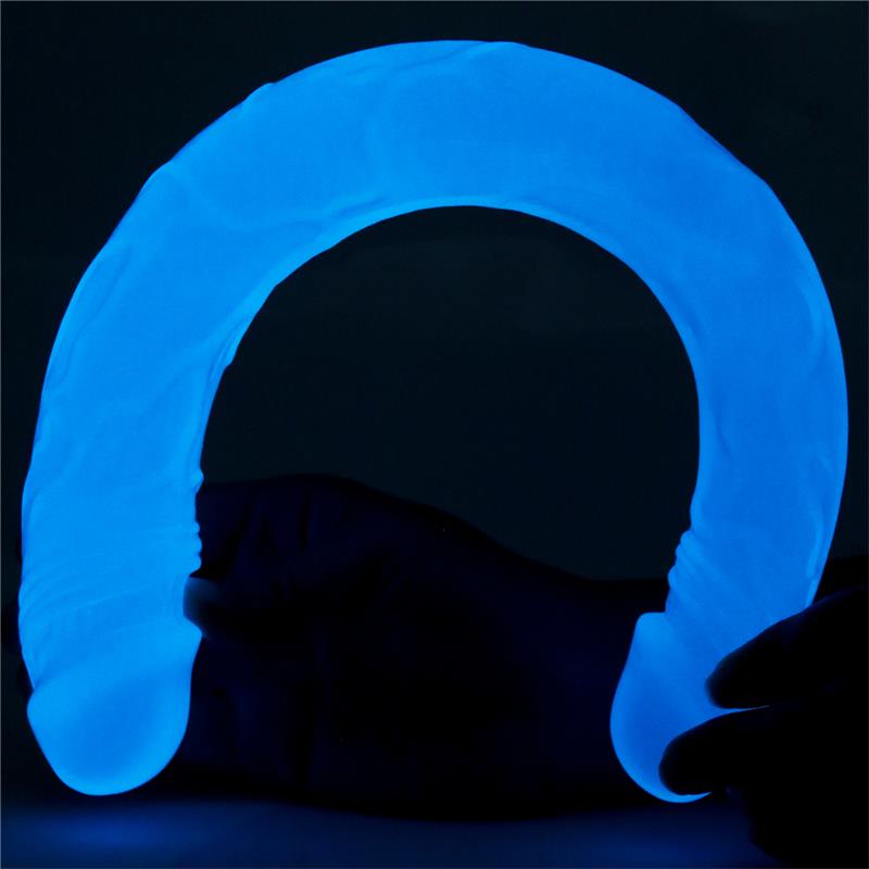 LOVETOY - DOUBLE DILDO LUMINO 14.5 BLUE LIGHT