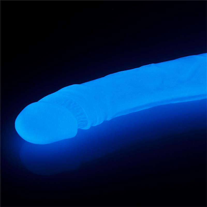 LOVETOY - DOUBLE DILDO LUMINO 14.5 BLUE LIGHT
