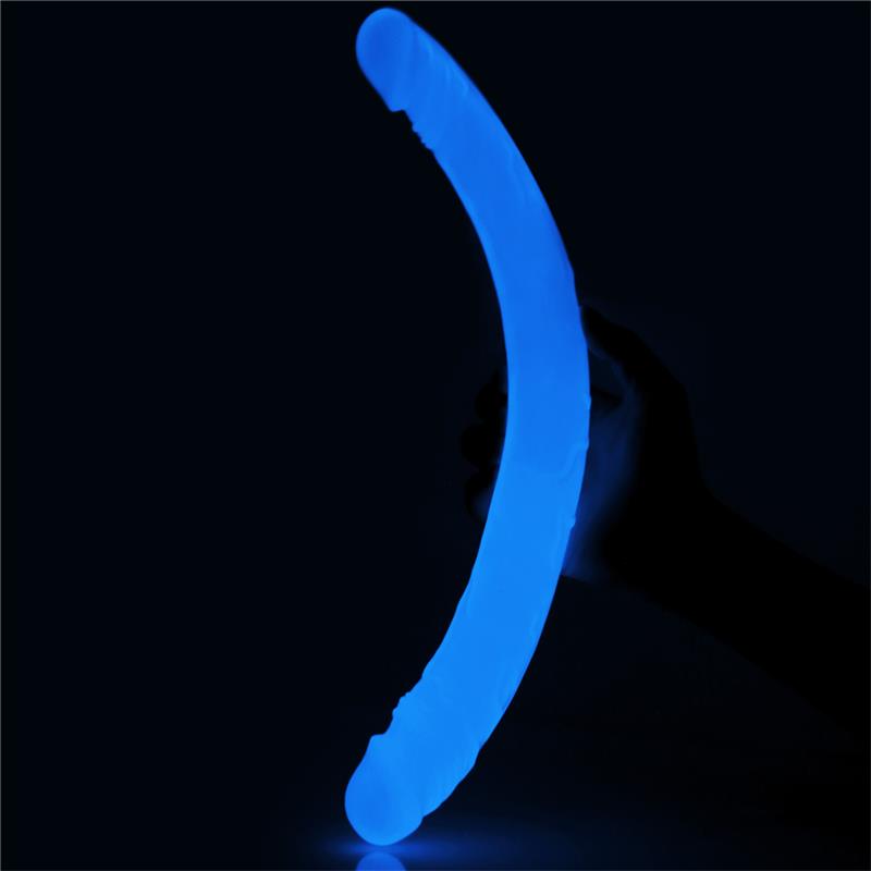 LOVETOY - DOUBLE DILDO LUMINO 14.5 BLUE LIGHT