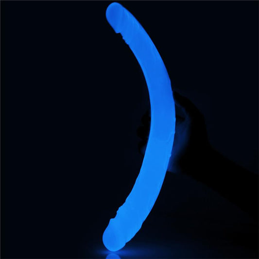 LOVETOY - DOUBLE DILDO LUMINO 14.5 BLUE LIGHT