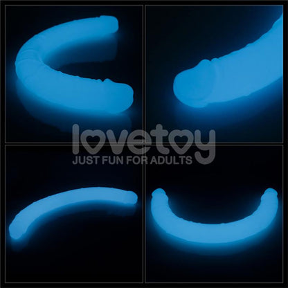 LOVETOY - DOUBLE DILDO LUMINO BLUE LIGHT 18.5