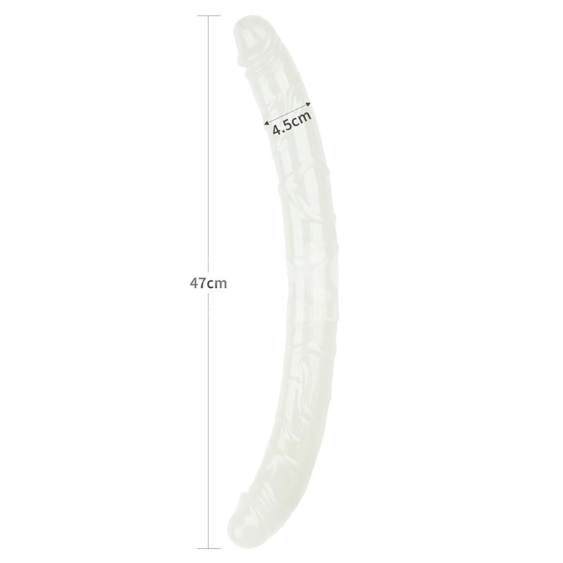 LOVETOY - DOUBLE DILDO LUMINO BLUE LIGHT 18.5