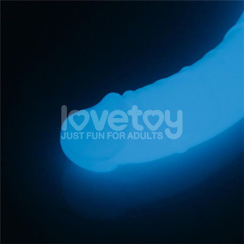 LOVETOY - DOUBLE DILDO LUMINO BLUE LIGHT 18.5