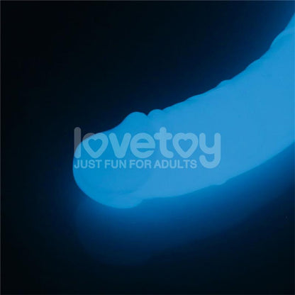 LOVETOY - DOUBLE DILDO LUMINO BLUE LIGHT 18.5