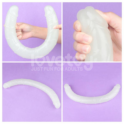 LOVETOY - DOUBLE DILDO LUMINO BLUE LIGHT 18.5
