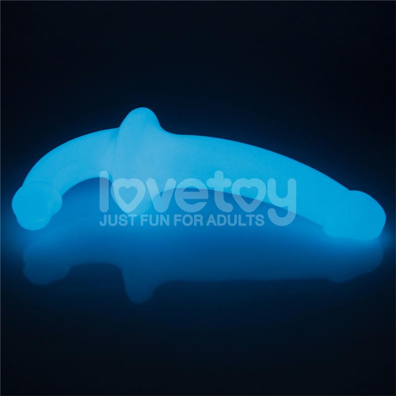 LOVETOY - DOUBLE DILDO LUMINO PLAY BLUE LIGHT 10.5
