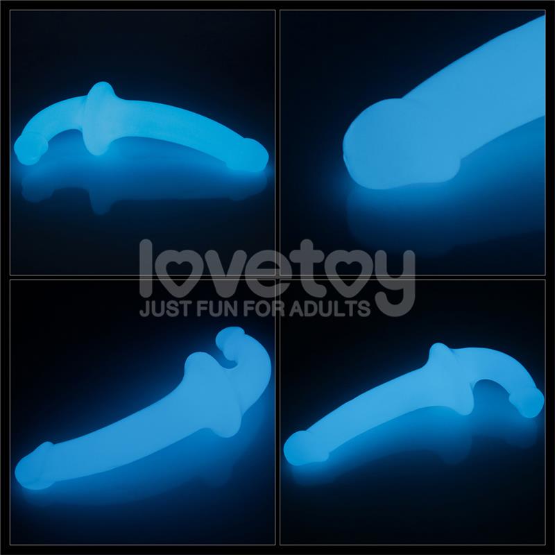 LOVETOY - DOUBLE DILDO LUMINO PLAY BLUE LIGHT 10.5