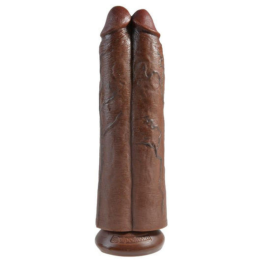 KING COCK - DOUBLE DILDO TWO COCKS ONE HOLE 11 BROWN