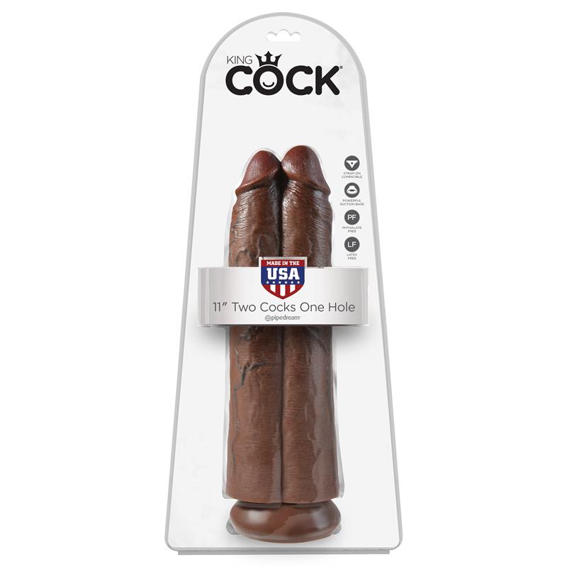KING COCK - DOUBLE DILDO TWO COCKS ONE HOLE 11 BROWN