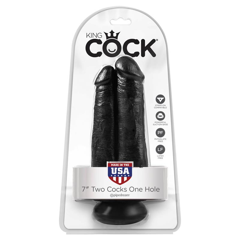 KING COCK - DOUBLE DILDO TWO COCKS ONE HOLE BLACK 7