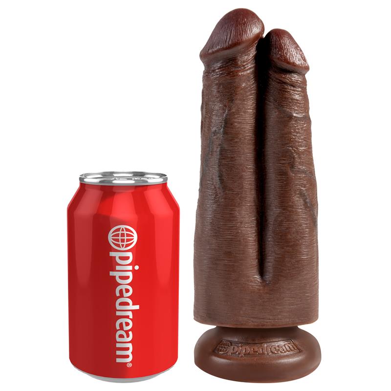 KING COCK - DOUBLE DILDO TWO COCKS ONE HOLE BROWN 7