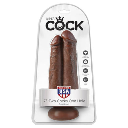 KING COCK - DOUBLE DILDO TWO COCKS ONE HOLE BROWN 7