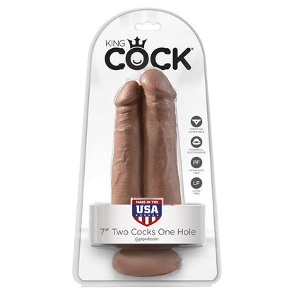 KING COCK - DOUBLE DILDO TWO COCKS ONE HOLE TAN 7