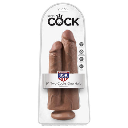 KING COCK - DOUBLE DILDO TWO COCKS ONE HOLE TAN 9
