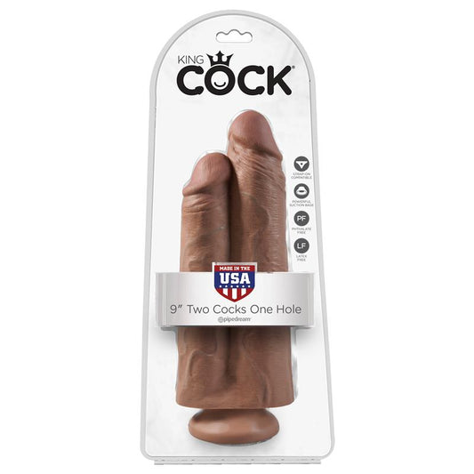 KING COCK - DOUBLE DILDO TWO COCKS ONE HOLE TAN 9