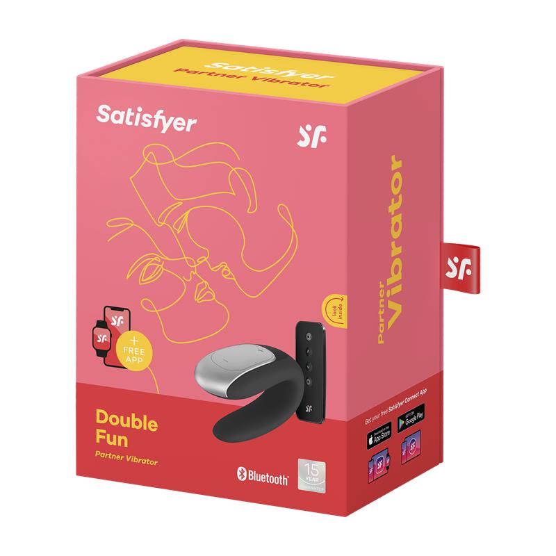 SATISFYER - DOUBLE FUN COUPLE VIBE WITH APP AND REMOTE CONTROL BLACK