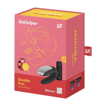SATISFYER - DOUBLE FUN COUPLE VIBE WITH APP AND REMOTE CONTROL BLACK