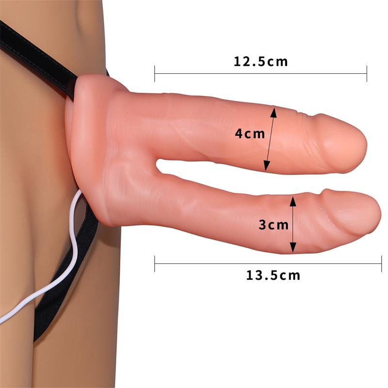 LOVETOY - DOUBLE HOLLOW DILDO  STRAP ON VIBRATING