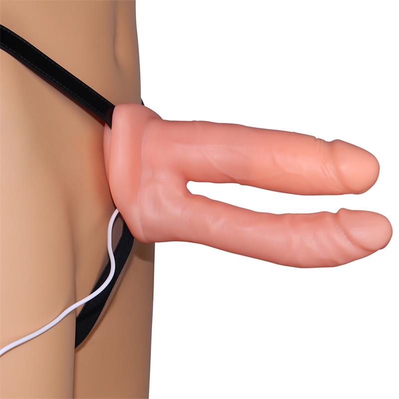 LOVETOY - DOUBLE HOLLOW DILDO  STRAP ON VIBRATING