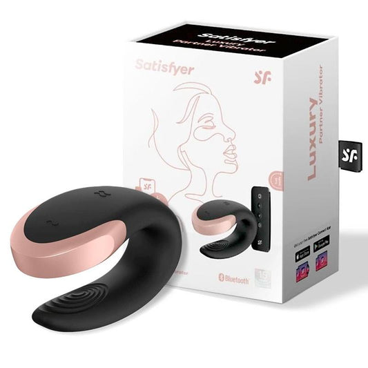SATISFYER - DOUBLE LOVE LUXURY PARTNER VIBRATOR WITH APP BLACK