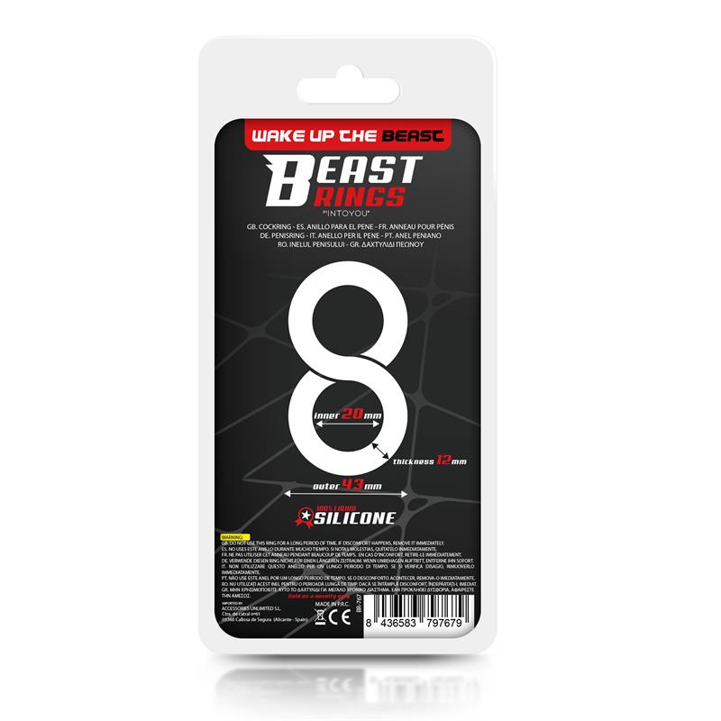 BEAST RINGS - DOUBLE PENIS RING 100% LIQUID SILICONE 2 CM BLACK