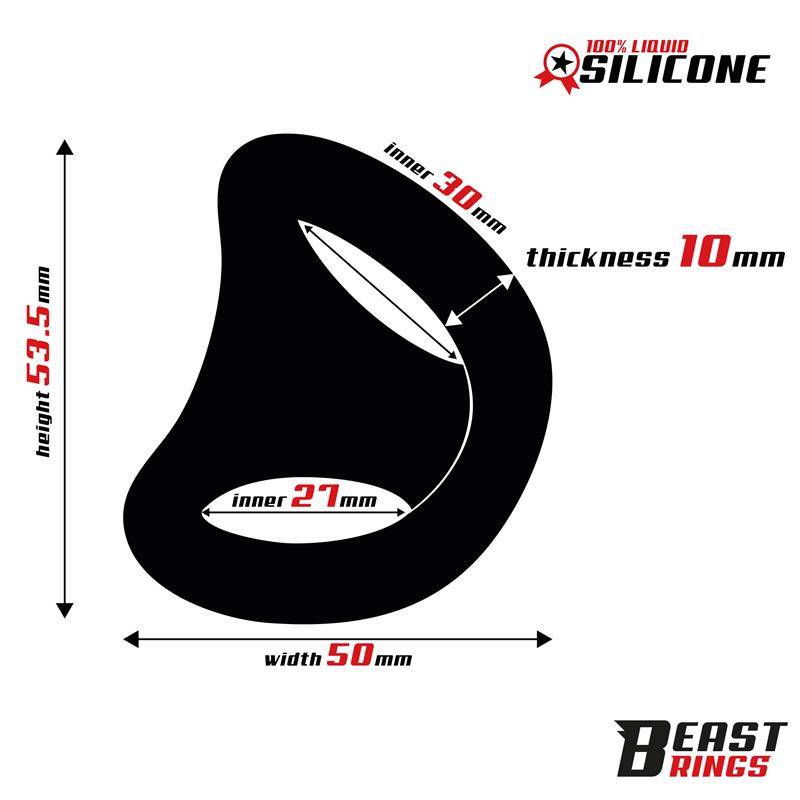 BEAST RINGS - DOUBLE PENIS RING LIQUID SILICONE 27/30 MM