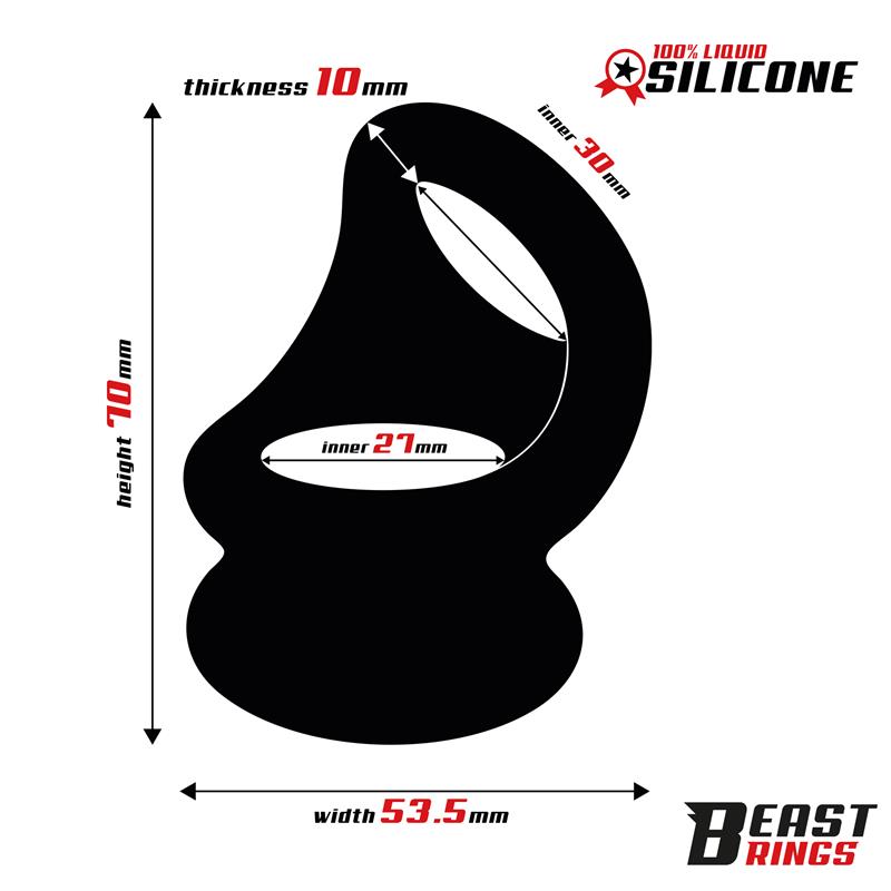 BEAST RINGS - DOUBLE PENIS RING LIQUID SILICONE 27/30 MM