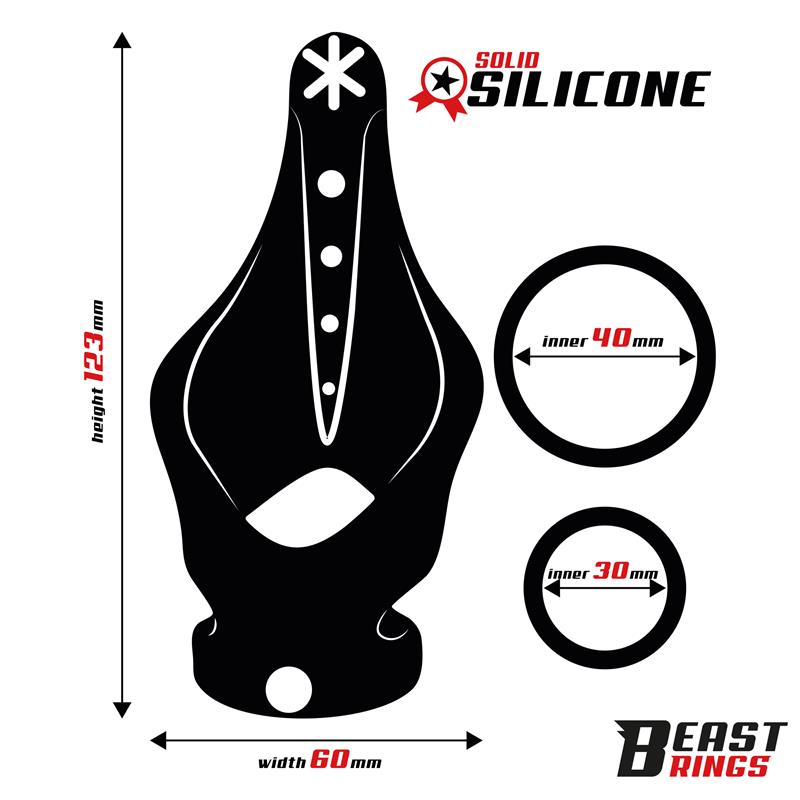 BEAST RINGS - DOUBLE PENIS RING SOLID SILICONE 37/45 MM