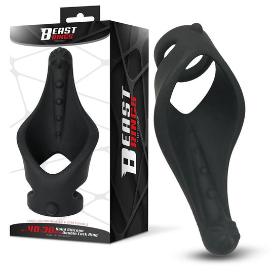BEAST RINGS - DOUBLE PENIS RING SOLID SILICONE 37/45 MM