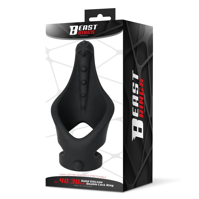 BEAST RINGS - DOUBLE PENIS RING SOLID SILICONE 37/45 MM