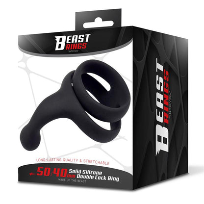 BEAST RINGS - DOUBLE PENIS RING SOLID SILICONE 50/40 MM