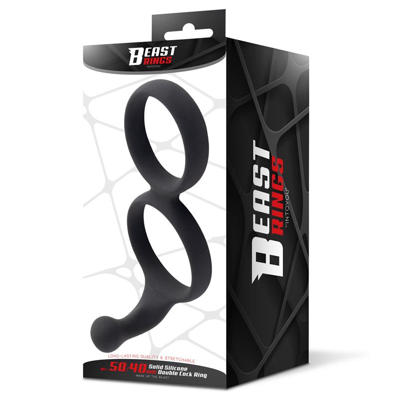 BEAST RINGS - DOUBLE PENIS RING SOLID SILICONE 50/40 MM