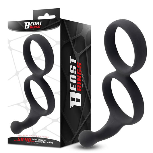 BEAST RINGS - DOUBLE PENIS RING SOLID SILICONE 50/40 MM