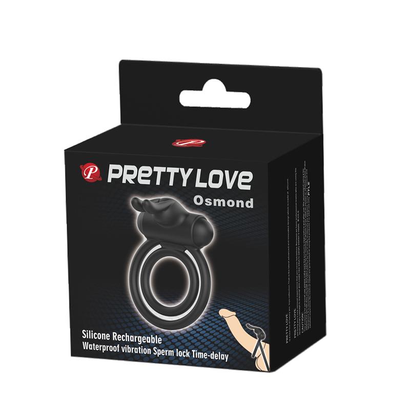 PRETTYLOVE - DOUBLE PENIS RING WITH VIBRATION OSMOND