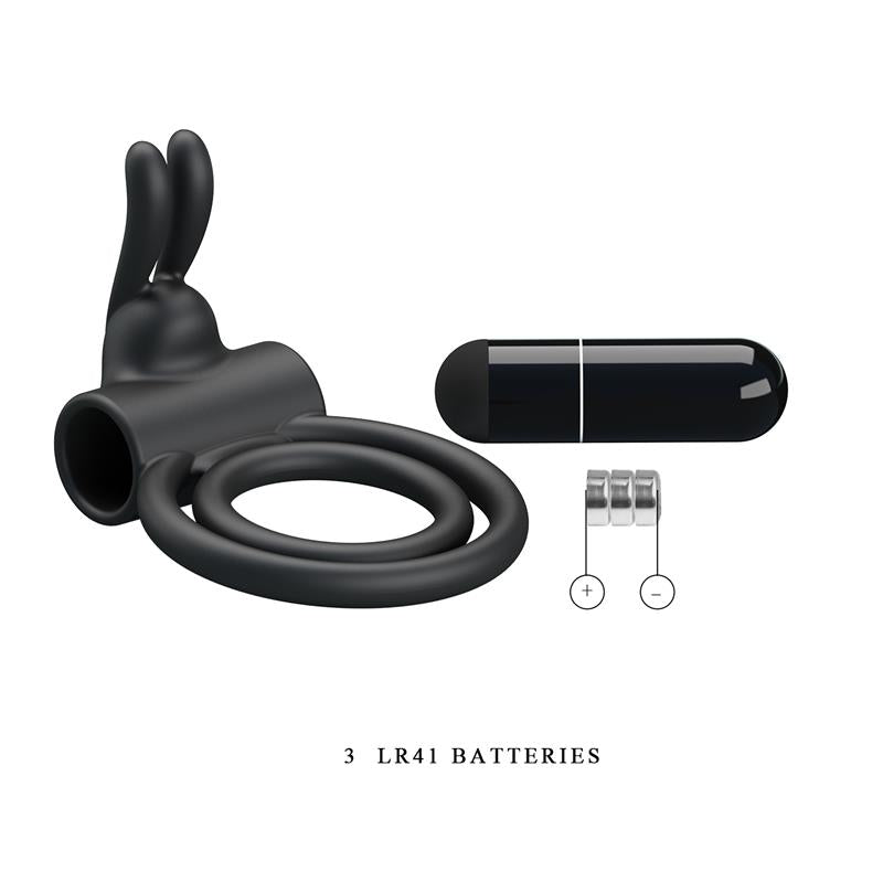 PRETTYLOVE - DOUBLE PENIS RING WITH VIBRATION OSMOND