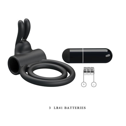 PRETTYLOVE - DOUBLE PENIS RING WITH VIBRATION OSMOND