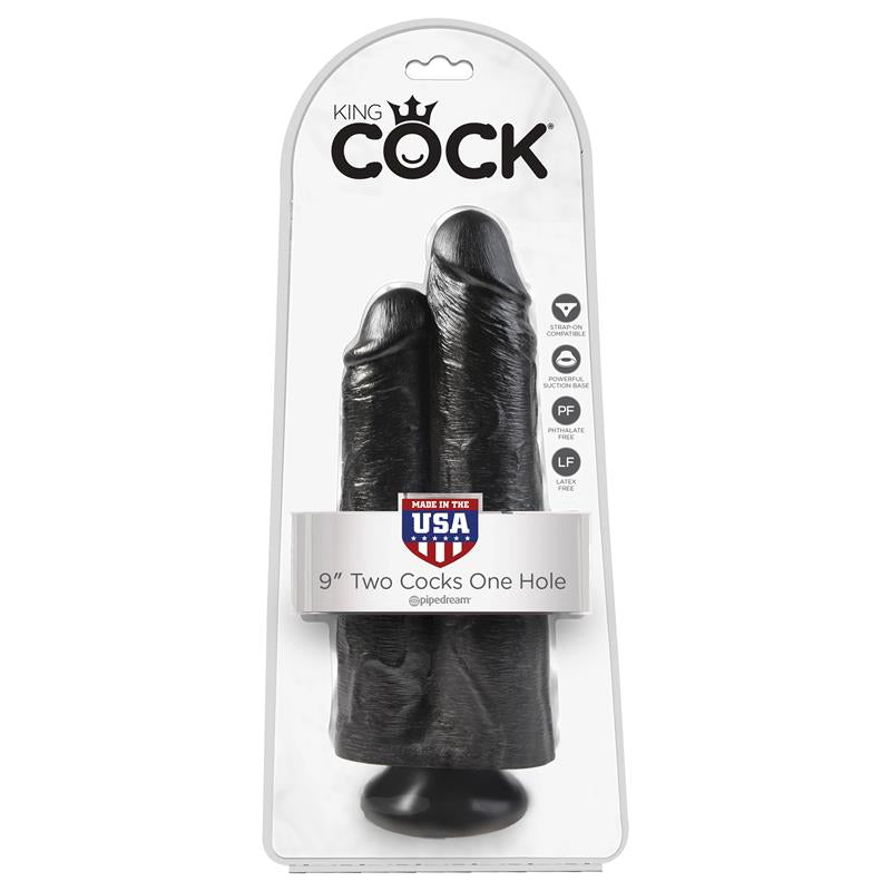 KING COCK - DOUBLE TWO COCKS ONE HOLE BLACK 9
