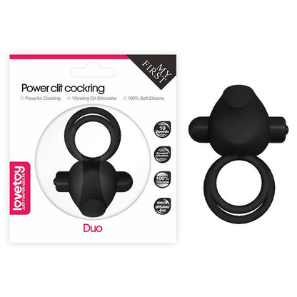 LOVETOY - DOUBLE VIBRATING COCKRING POWER CLIT DUO BLACK