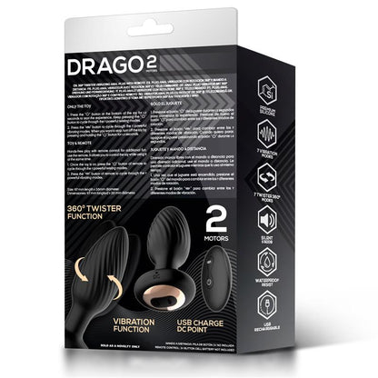 INTOYOU - DRAGO BUTT PLUG VIBRATION, 360º TWISTER MOVEMENT AND REMOTE CONTROL