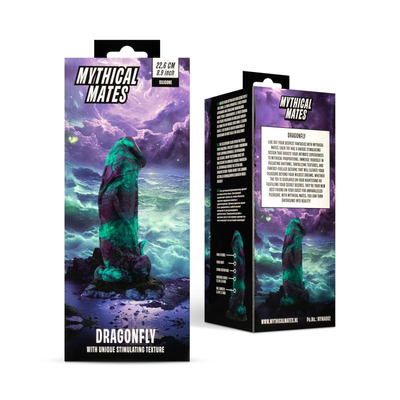 MYTHICAL MATES - DRAGONFLY DILDO PURPLE AND GREEN 22.6 CM - 8.9