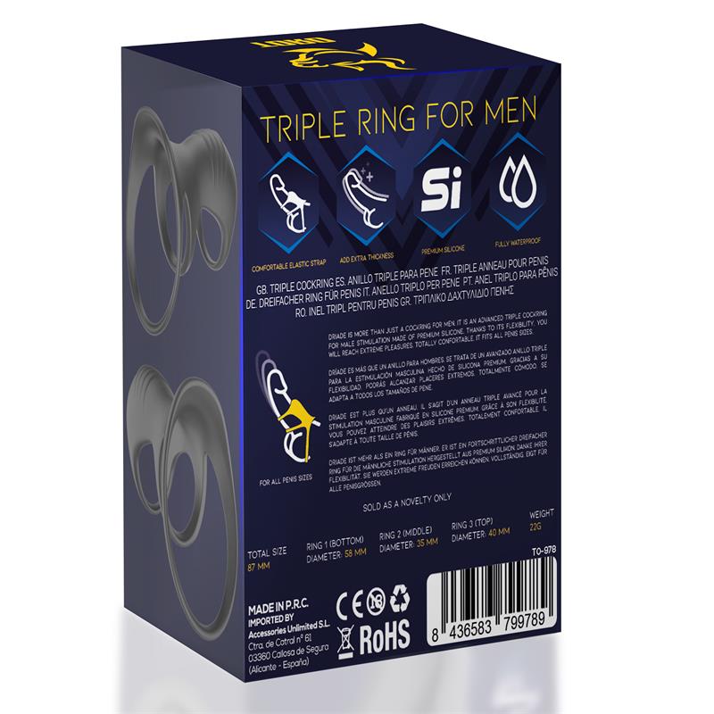 MINOTHOR - DRIADE TRIPLE RING FOR MEN SILICONE