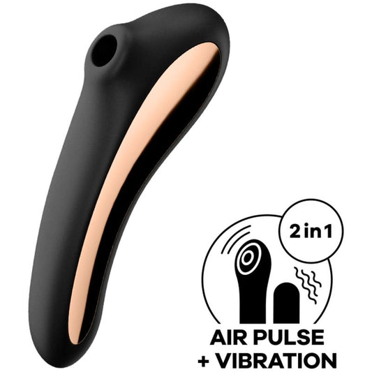SATISFYER - DUAL KISS CLITORIS SUCKER AND VIBE 2 IN 1 BLACK