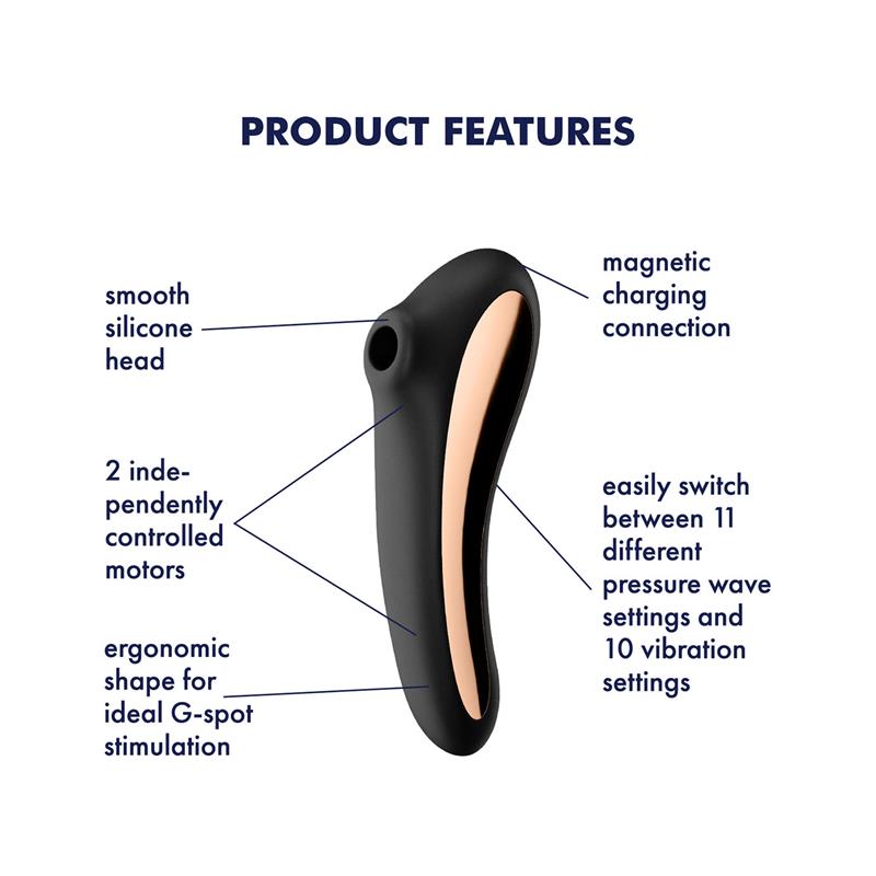 SATISFYER - DUAL KISS CLITORIS SUCKER AND VIBE 2 IN 1 BLACK