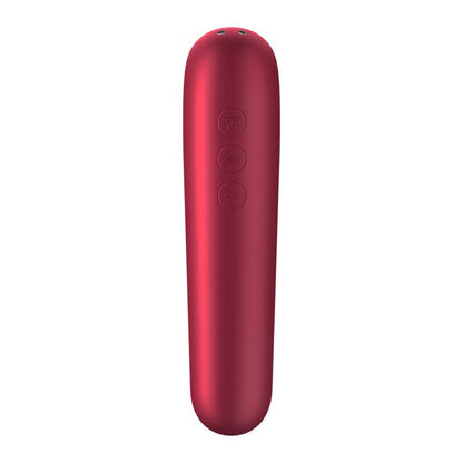 SATISFYER - DUAL LOVE VIBE AND SUCKER WITH AIR PULSE RED