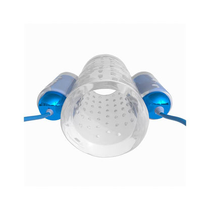 CLASSIX - DUAL VIBRATING PENIS SLEEVE BLUE AND CLEAR